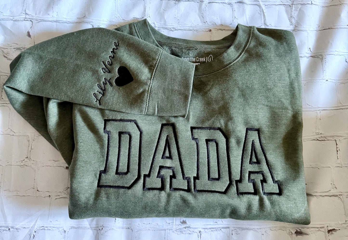 Embroidered "DADA" or "DAD"  Sweatshirt with Custom Sleeve
